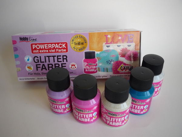 Akrylové barvy gliter POWERPACK V PLASTU - 5x 60ml